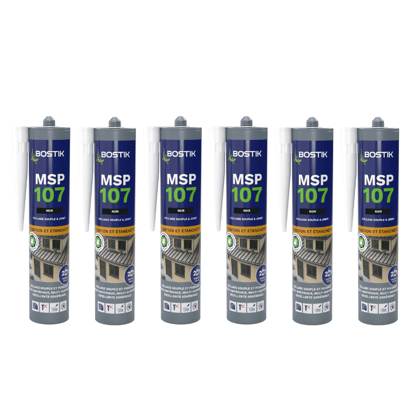 Set Mit 6 Ms Polymer Kleb- Und Dichtstoffen 290 Ml Schwarz - Bostik Msp107-noirx6
