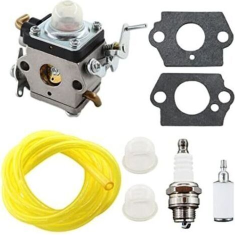 Vergaser 122 Für Husqvarna 122c, 122ldx, 122lk (22 Cm³) – Ersatzteilnummern 574386701 Und 581734301 – Inklusive Zündkerze, Filter Und Kraftstoffleitung
