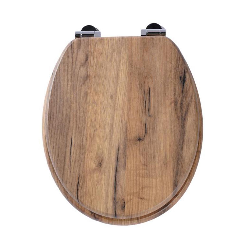 Homseat Mdf Toilet Seat With Soft Close Function, Light Brown
