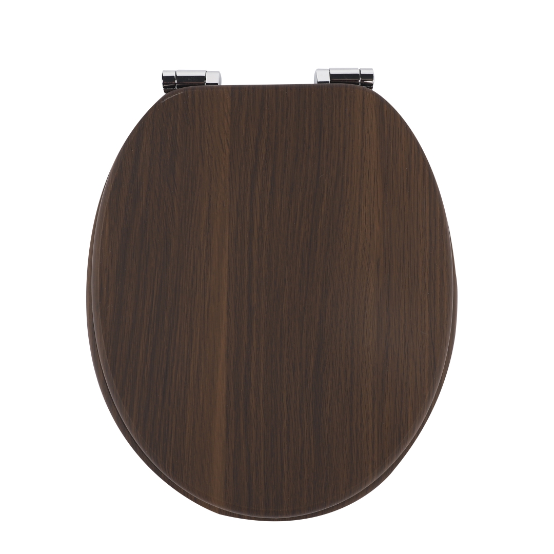 Homseat Mdf Toilet Seat With Soft Close Function, Dark Walnut Wood Grain