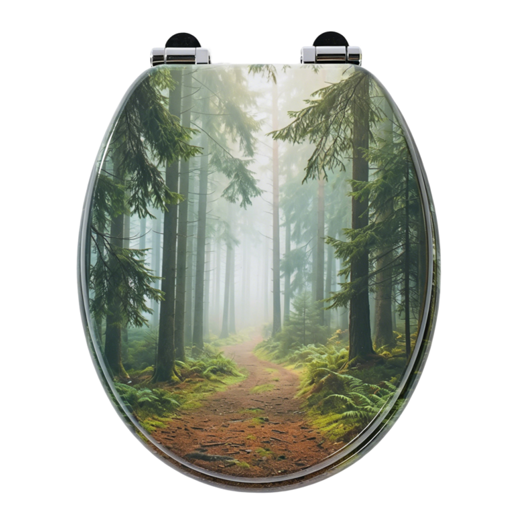 Homseat Mdf Toilet Seat With Soft Close Function, Misty Forest