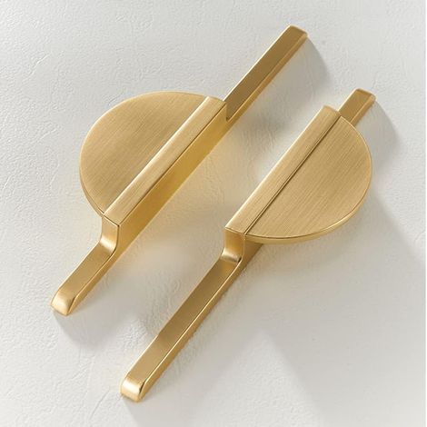 Schubladengriff Aus Gebürstetem, Goldfarbenem Metall, Halbmondförmig, 64 Mm Lochabstand, Halbkreisförmiger Schrankgriff, Geeignet Für Küchenschränke, Kleiderschränke Und Schminktische, 2er-set