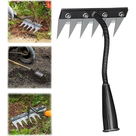 Unkrautrechen Mit 5/6/7/8 Zinken. Unkrautbekämpfungsgerät Mit Griff. Robuster Gartenrechen Aus Metall. Rechen Zum Jäten, Auflockern Des Bodens Und Säen (6 Zinken).