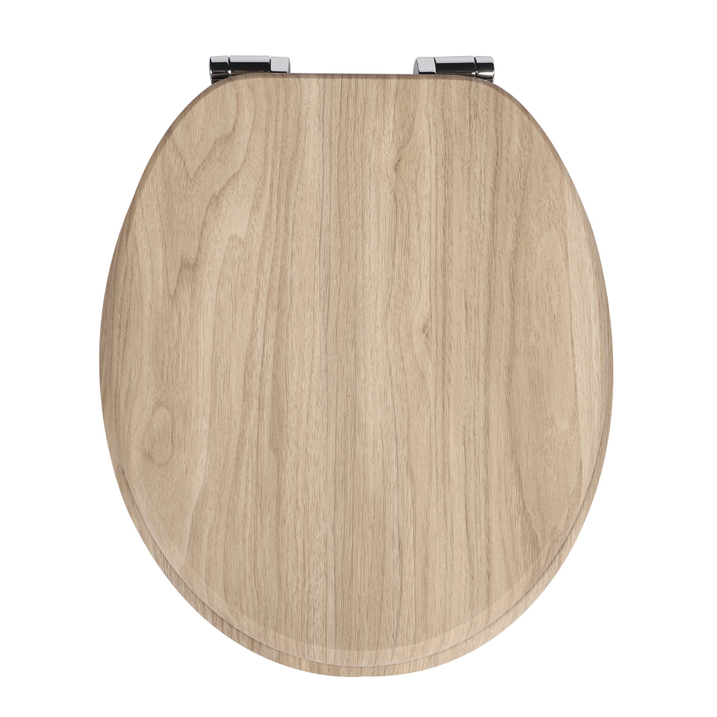 Homseat Mdf Toilet Seat With Soft Close Function, Light Oak Wood Grain