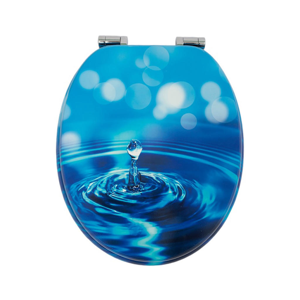 Homseat Mdf Toilet Seat With Soft Close Function, Water Droplet