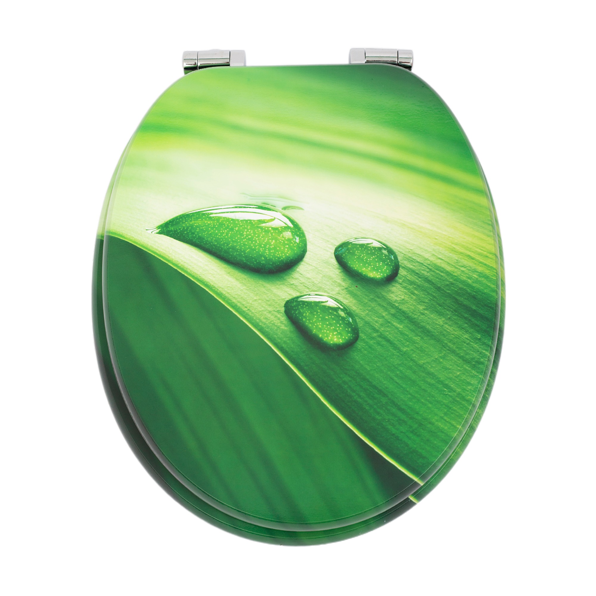 Homseat Mdf Toilet Seat With Soft Close Function, Green Leaves