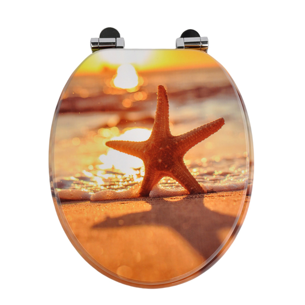 Homseat Mdf Toilet Seat With Soft Close Function, Sunset Beach