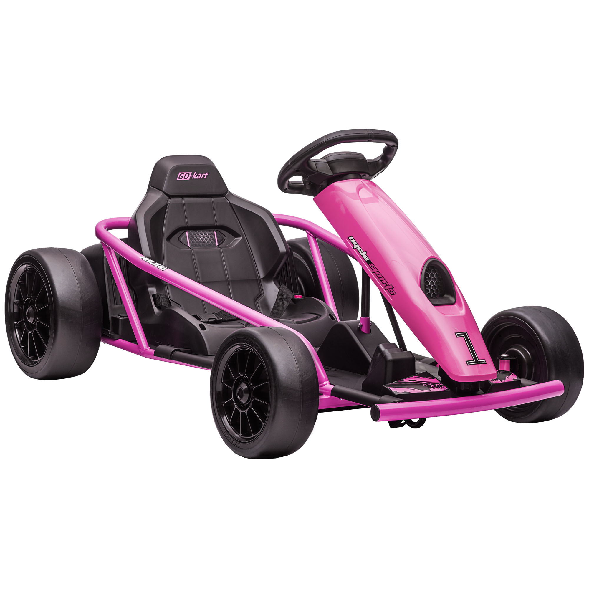 24 V Elektro Go-kart Für Kinder Bis 13 Km/h Gokart Mit Drift-funktion, Drift-kart Mit 2 Motoren Für 8–12 Jahre Rosa
