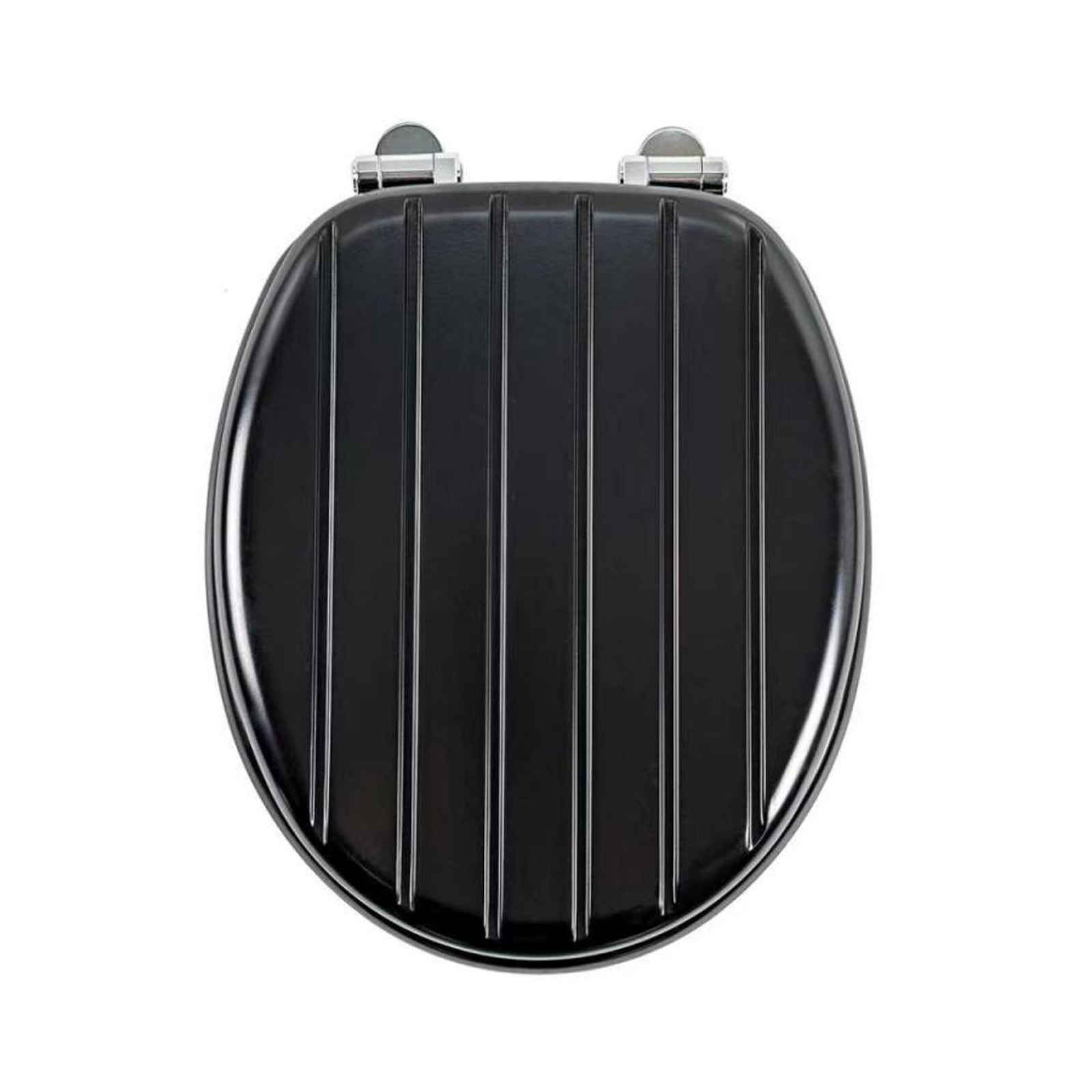 Homseat Painted Mdf Toilet Seat With Soft Close And Vertical Grooves, Black