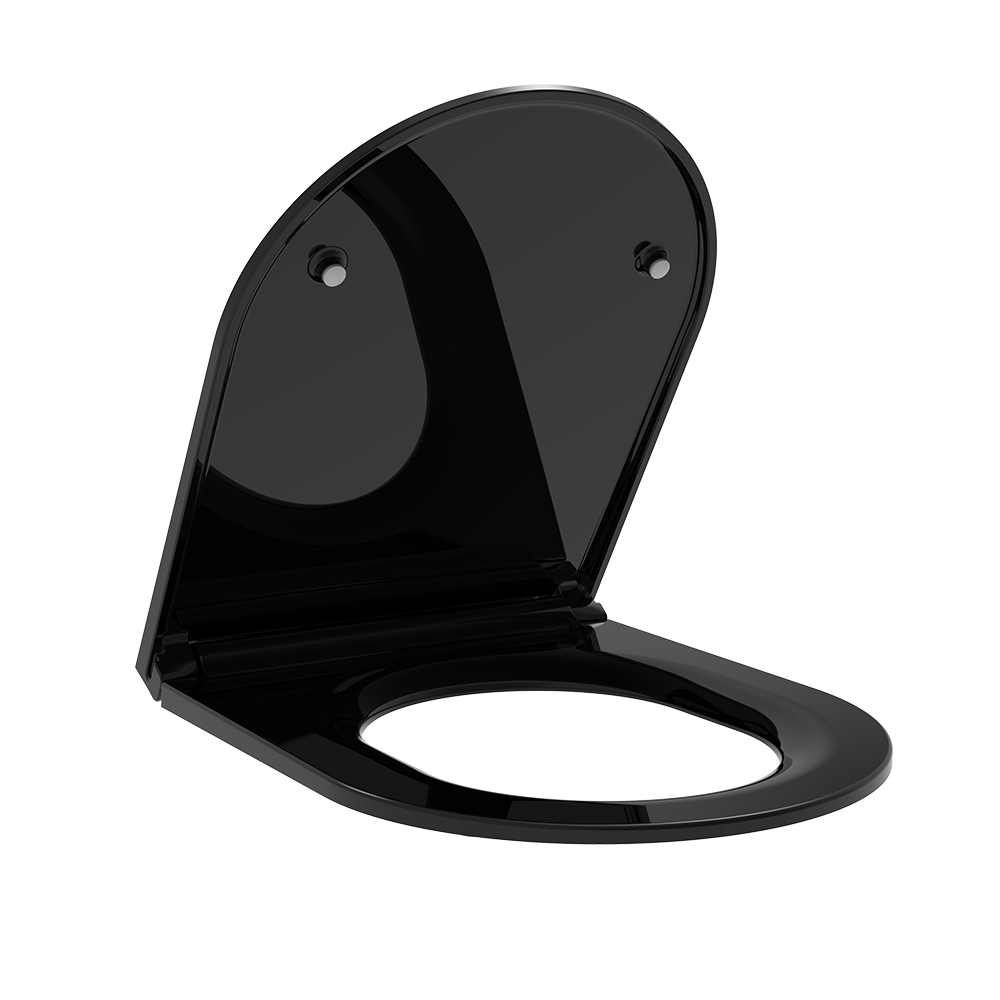 Homseat Duroplast Toilet Seat D Shape With Soft-close Function, Black