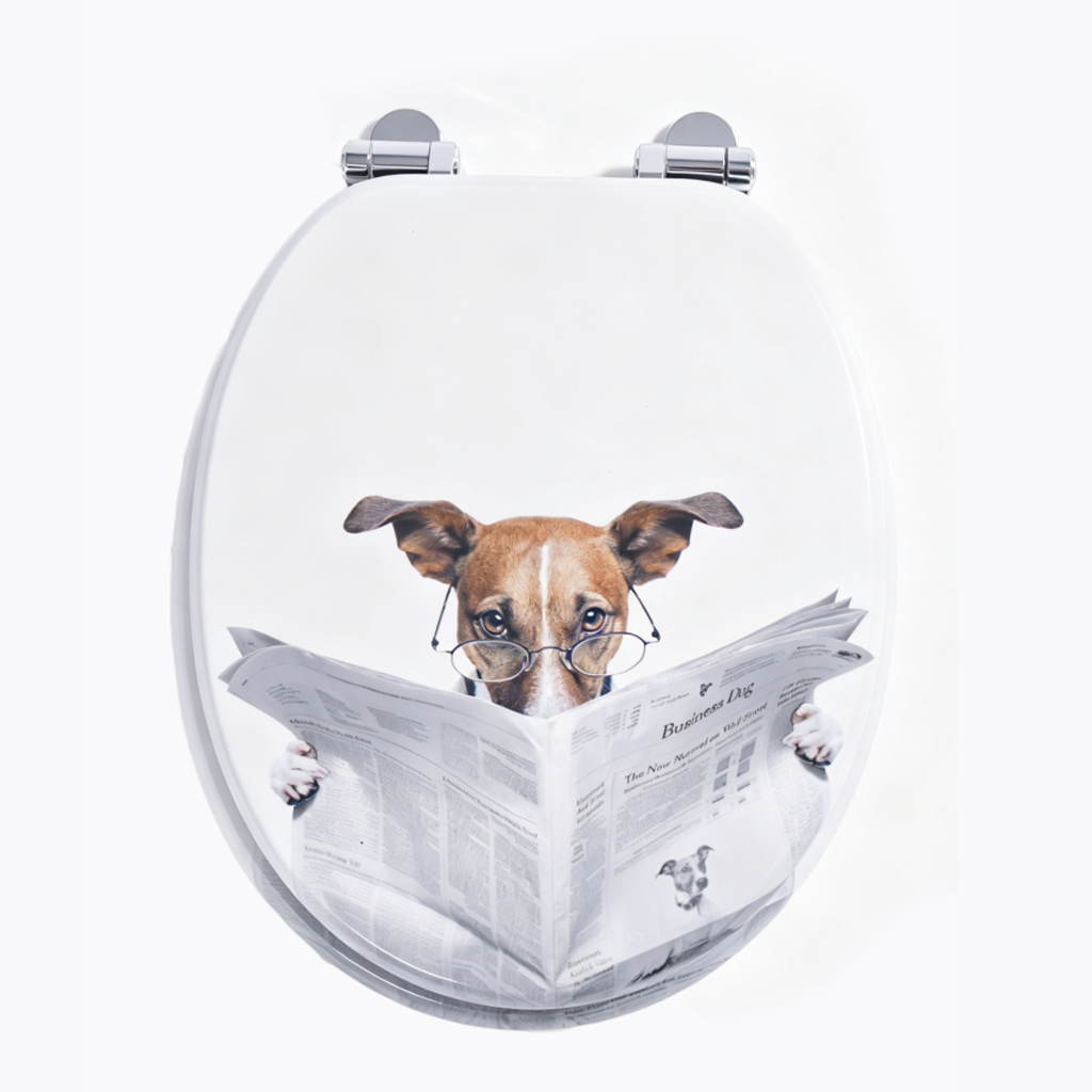 Homseat Mdf Toilet Seat With Soft Close Function, Cartoon Puppy