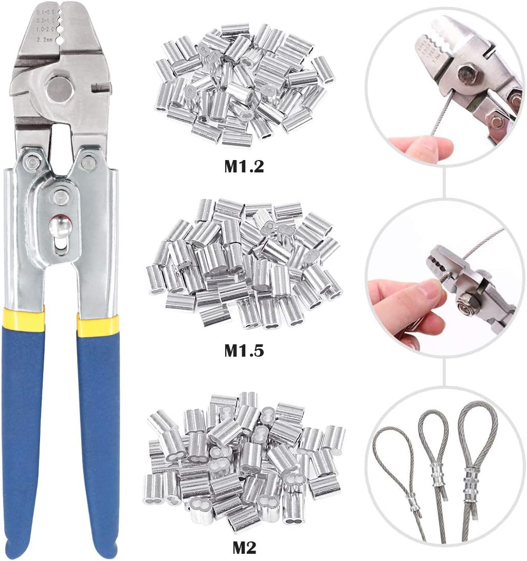 Kabelcrimpzange, Geeignet Für Drähte Bis 2,2 Mm², Packung Mit 150 Stück In 3 Größen, Aus Aluminium Mit Doppelkolben