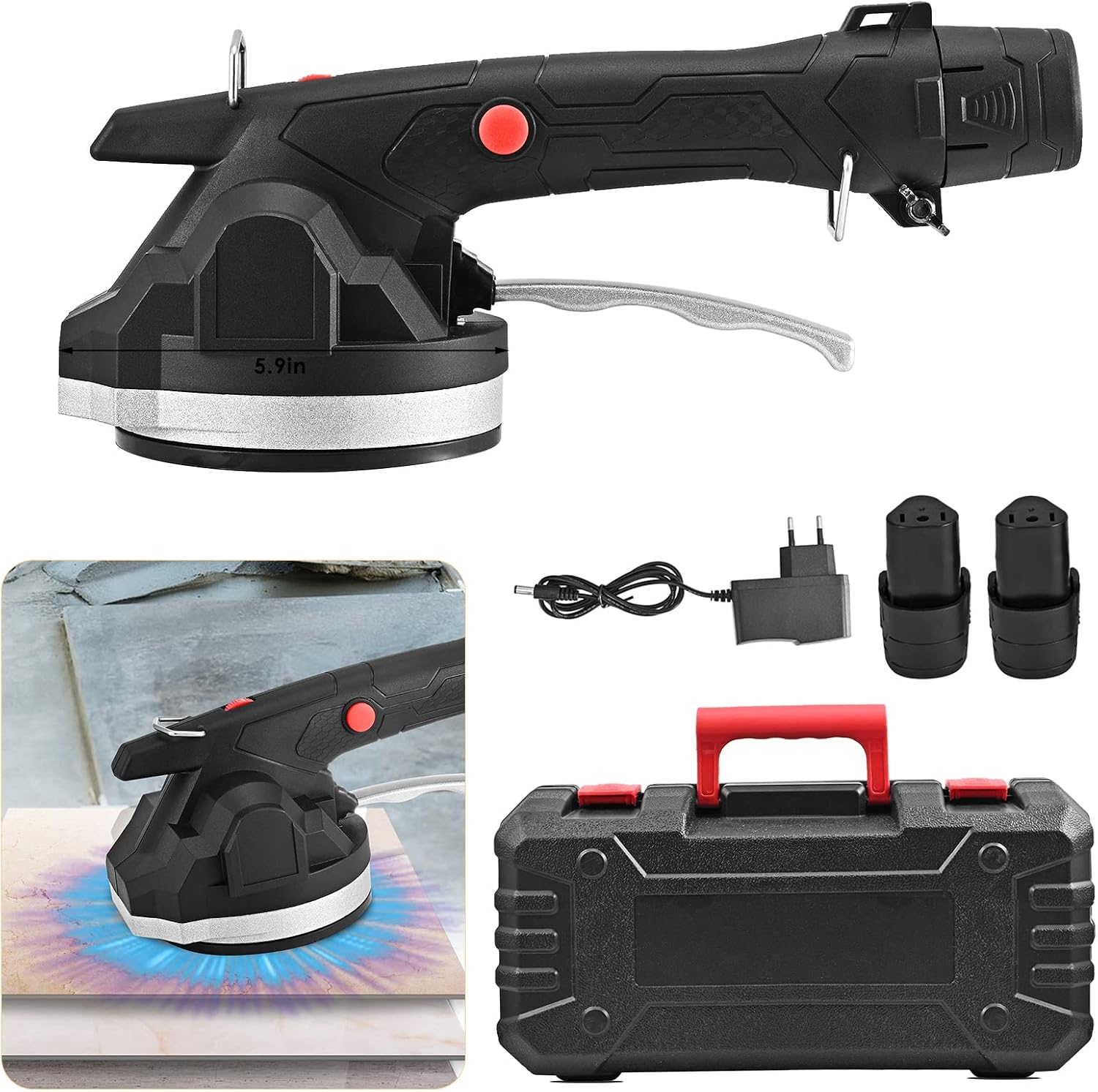Elektrischer Fliesenschneider Mit Saugnapf, Für 128 X 128 Mm Fliesen, 6 Einstellbare Geschwindigkeiten, 100 Kg Saugkapazität, Integrierter Vibrator, Kompatibel Mit Fliesen Von 0,1 Bis 1,2 M Dicke.