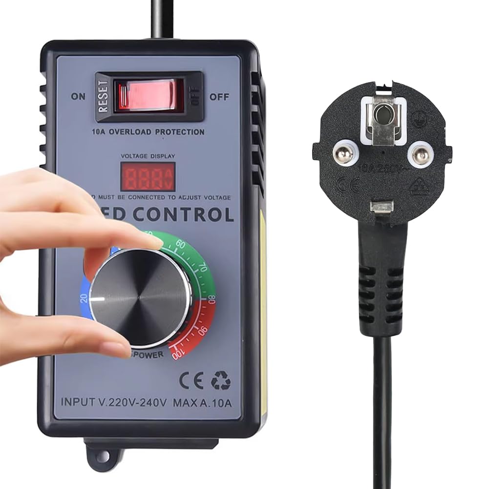 Drehzahlregler Kompatibel Mit 230-v-, 15-a-4000-w-motoren, Spannungsregler, Gleichspannungsregler. Kompatibel Mit Winkelschleifern, Ventilatoren, Handbohrmaschinen Und Kreissägen (10 A).
