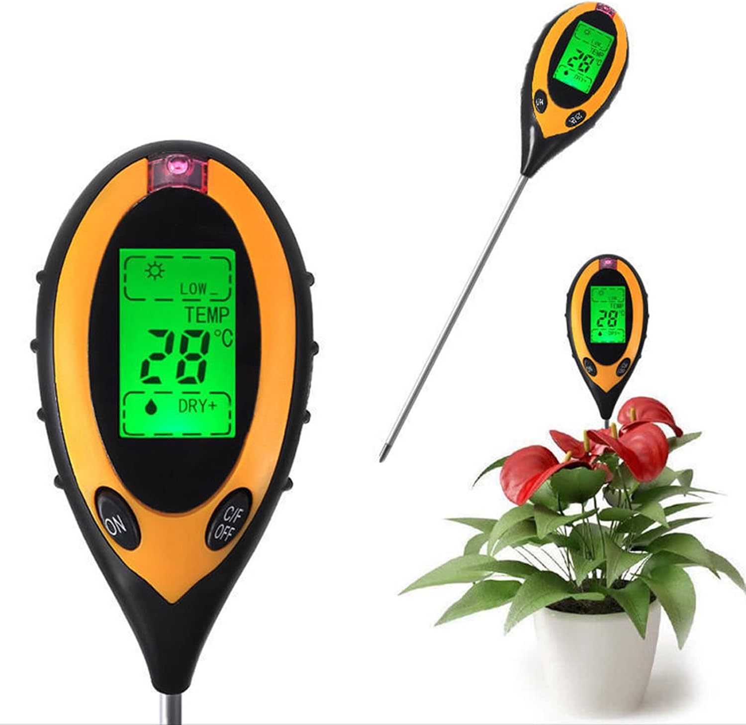 4-in-1 Pflanzenhygrometer – Digitales Feuchtigkeitsmessgerät Mit Ph-/temperatur-/luftfeuchtigkeits-/lichtmessung – Bodenfeuchtigkeitsmesser – Geeignet Für Den Gartenbau