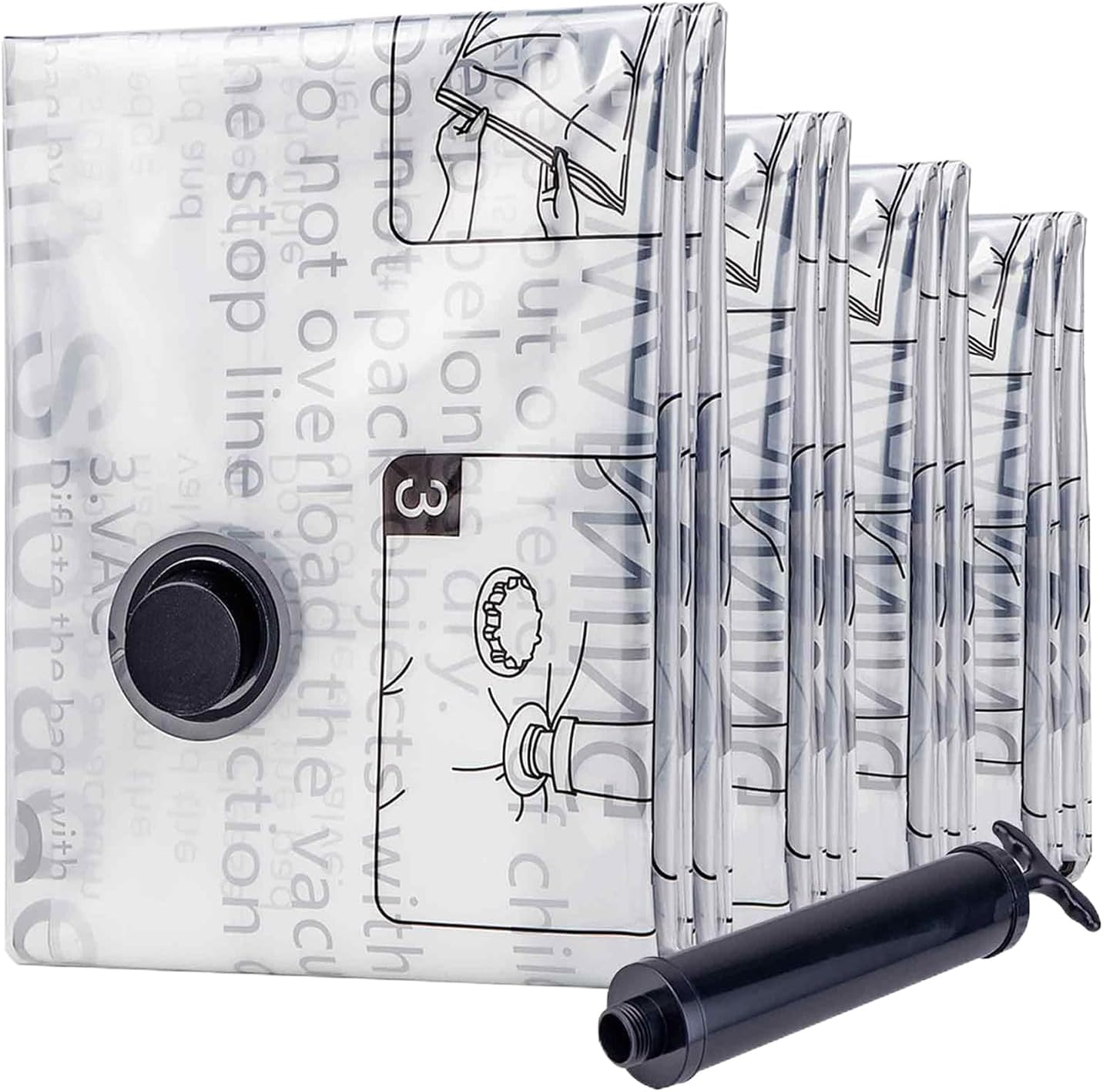 Vakuum-reisebeutel, 8-teiliges Set, Kompatibel Mit Einer Handpumpe, Kompressionslösung Geeignet Für Kleidung, Ideal Für Kreuzfahrten, Camping Und Urlaub.