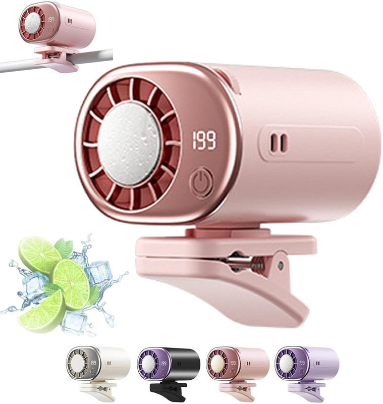 Mini-tragbarer Clip-ventilator, Led-anzeige, 199 Einstellbare Geschwindigkeiten, Kühlventilator Für Auto Und Büro, 360° Drehbarer Luftkühlclip Für Den Täglichen Gebrauch [nx]