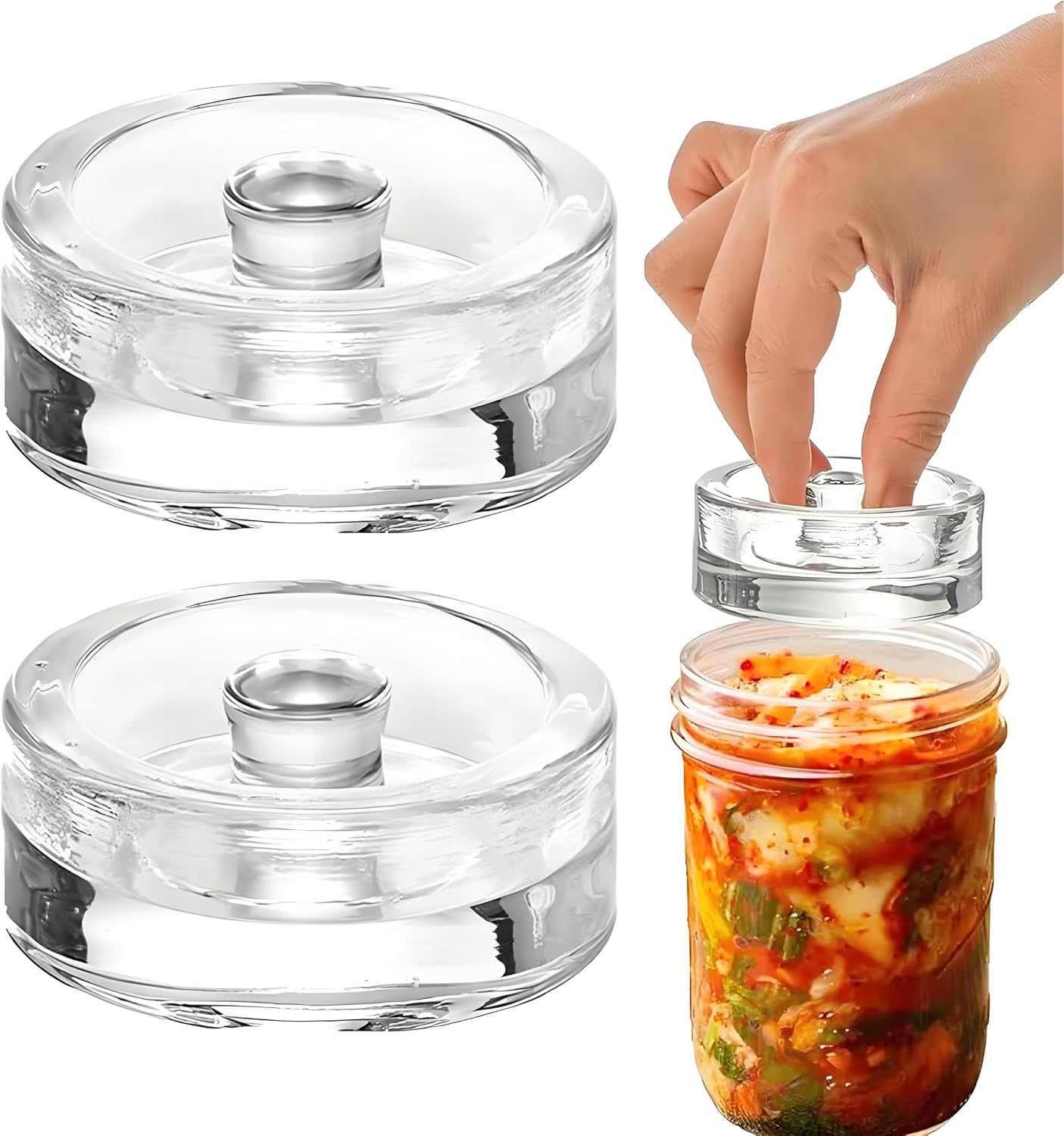 Dieses Set Aus Neun Gärgewichten Aus Glas Verfügt Über Griffige Griffe Und Eignet Sich Für Behälter Mit Weiter Öffnung.