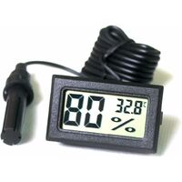 Thermometer Und Hygrometer Mit Integriertem Digitalem Lcd-display, Externer Sonde, Geeignet Für Brütereien, Aquarien, Geflügelzucht, Reptilienhaltung, Schwarz