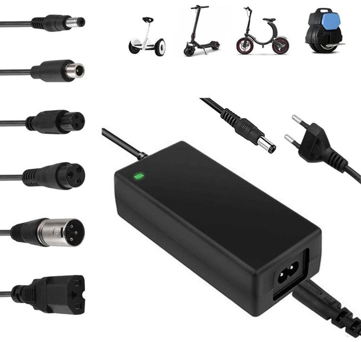 42v 2a 84w Universal-ladegerät Mit 6 Adaptern - Kompatibel Mit Elektrorollern, Hoverboards, Laufrädern Und Elektrofahrrädern