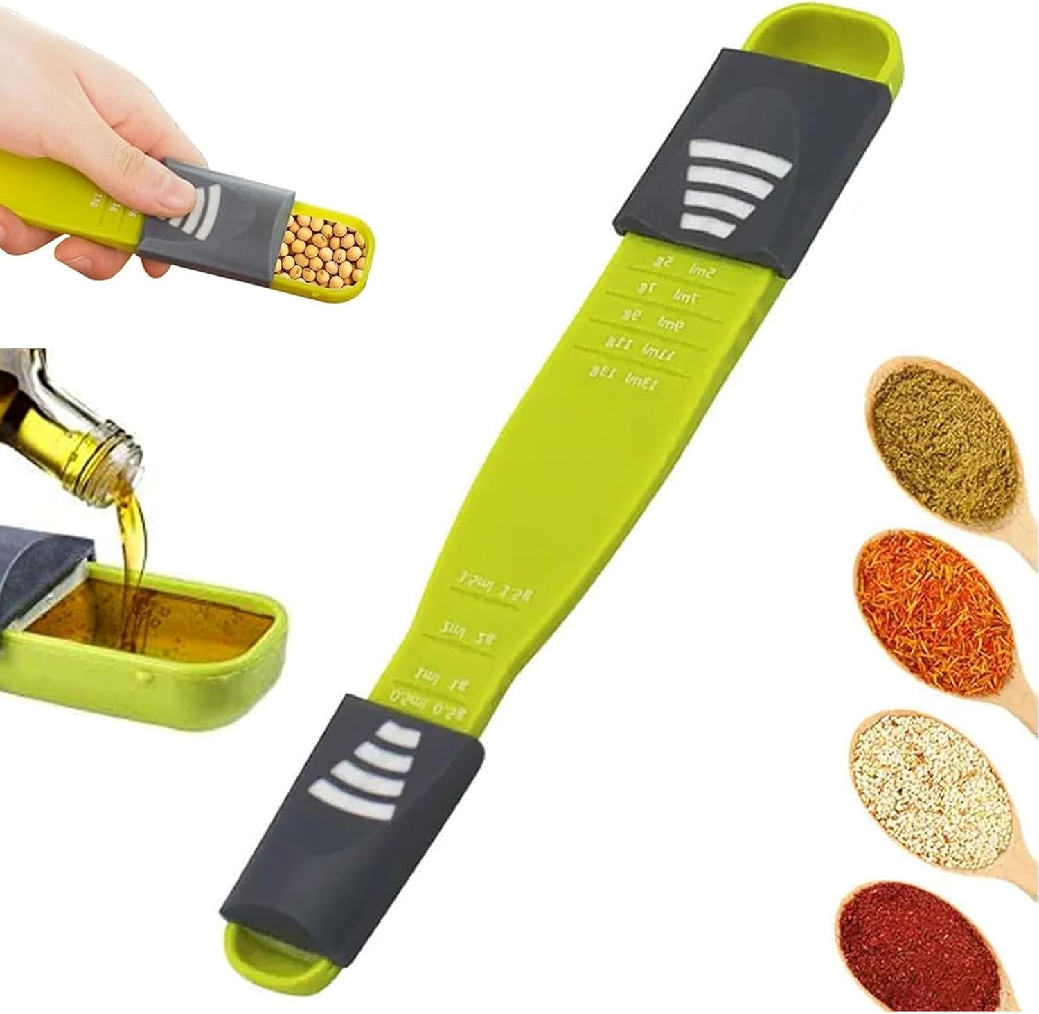 Verstellbare Messlöffel Mit 8 Teilungen - 8 Stufen - Doppelseitige Messlöffel, Geeignet Für Zucker, Salz, Kaffee, Milch Und Proteinpulver.