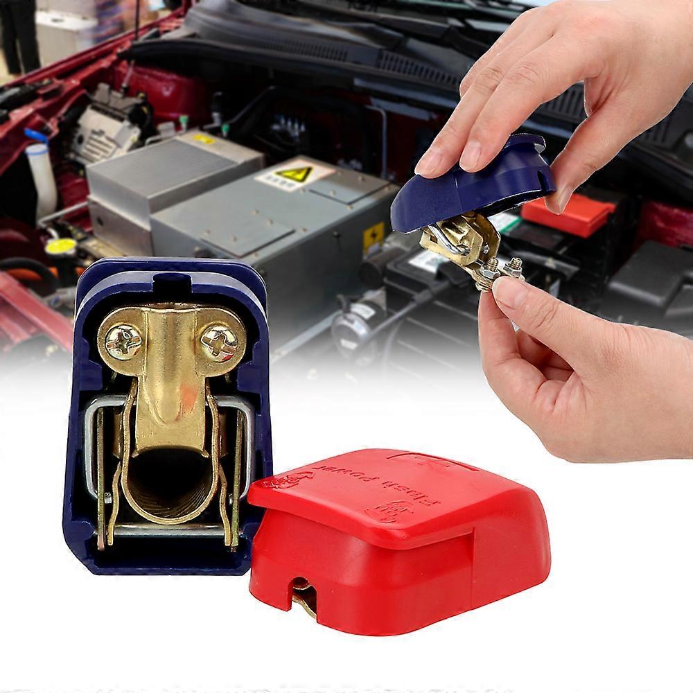 Autobatteriepole: Ein Paar Kontaktklemmen, Positive Und Negative Elektroden, Kfz-ersatzteile, Schnellverschluss-befestigungssystem.