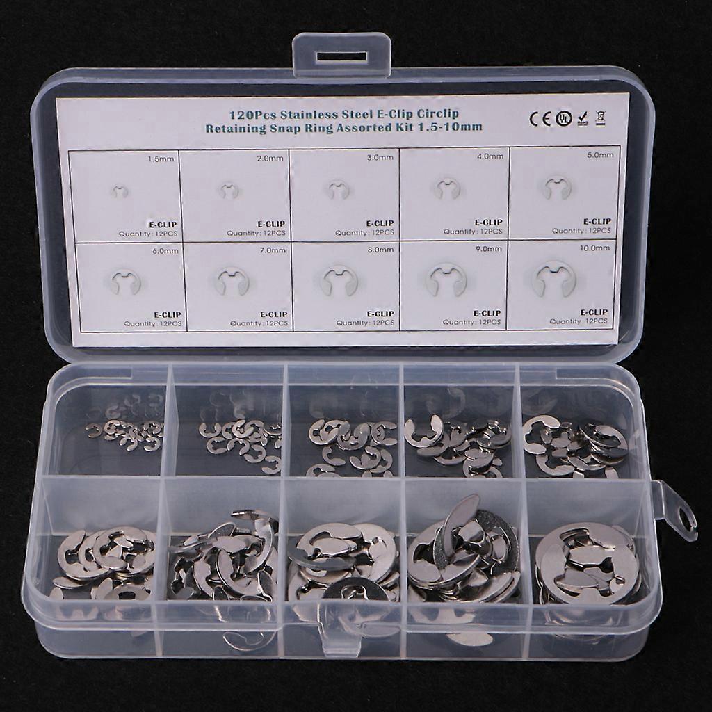 Sortimentssatz Mit 120 Edelstahl-sicherungsringen Von 1,5 Mm Bis 10 Mm