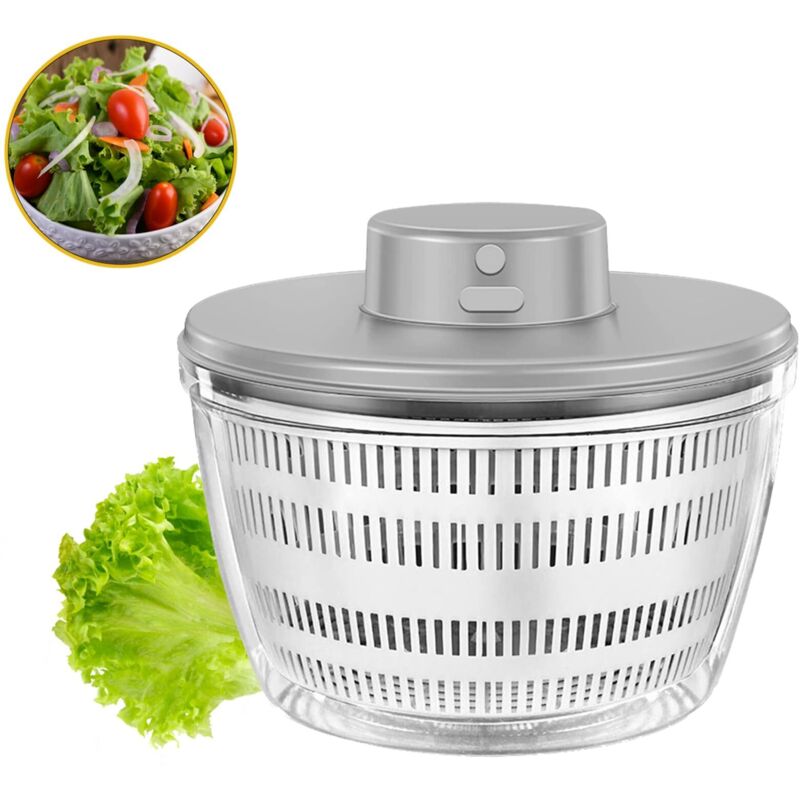 Automatischer, Kabelloser Usb-dörrautomat Für Salate Und Gemüse, 4000 Ml Fassungsvermögen. Inklusive Servierschüssel. Schnelle Trocknung. Küchenutensilien In Trendigen Farben.