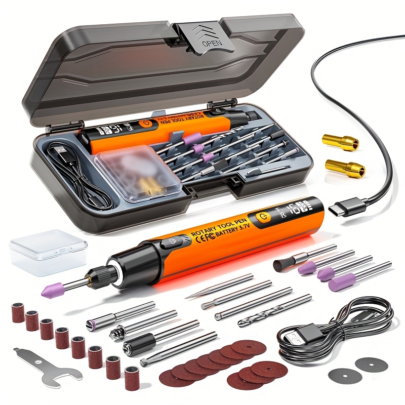 40-in-1 Mini-elektrobohr-/schleif-/polier-/gravier-set – 6-gang-drehwerkzeug Mit Lcd-bildschirm, 40 (bo[nx]