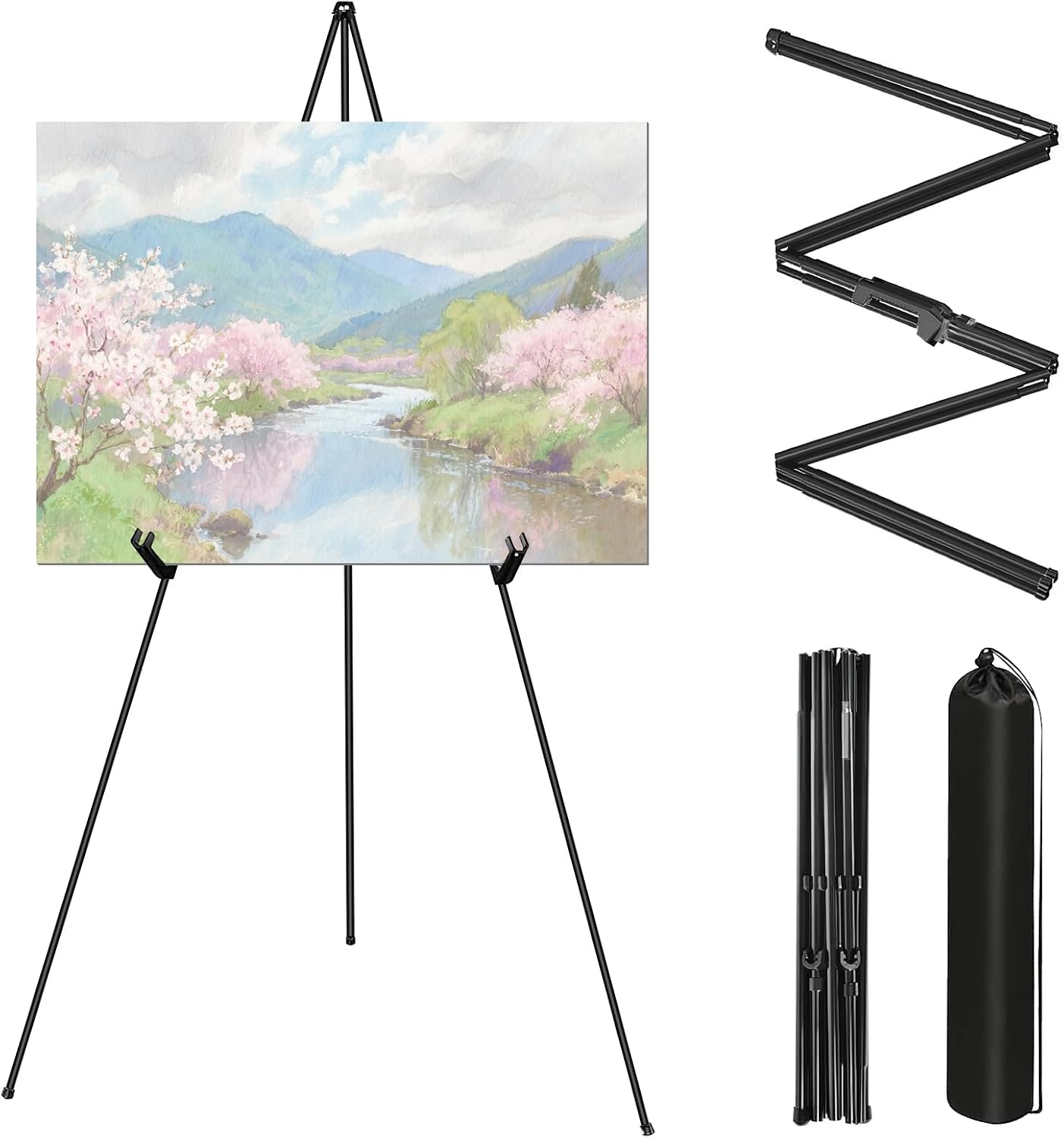 160 Cm Hohe, Klappbare Metallstaffelei, Ideal Für Präsentationen Und Hochzeitsplakate. Höhenverstellbar Und Inklusive Tragetasche.