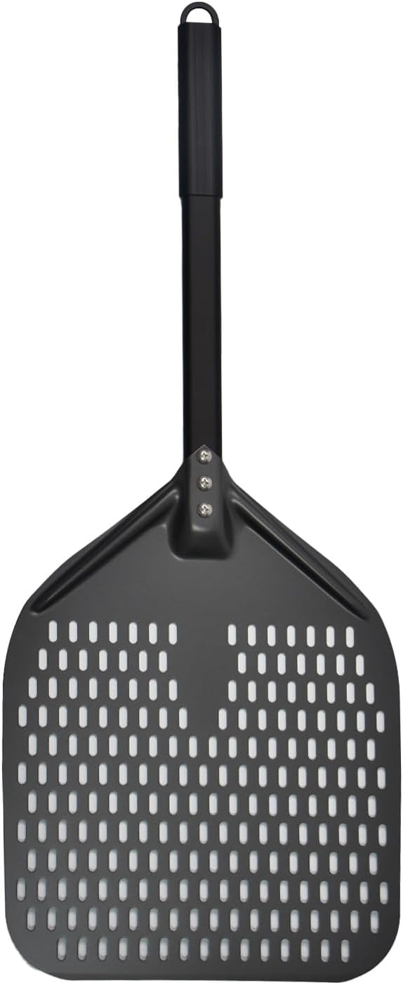 Perforierte Pizzapfanne, 30 Cm, Aus Antihaftbeschichtetem Aluminium, Geeignet Für Außenöfen, Ideal Zum Backen Von Pizzen Und Handwerklich Hergestelltem Brot, Schwarz.