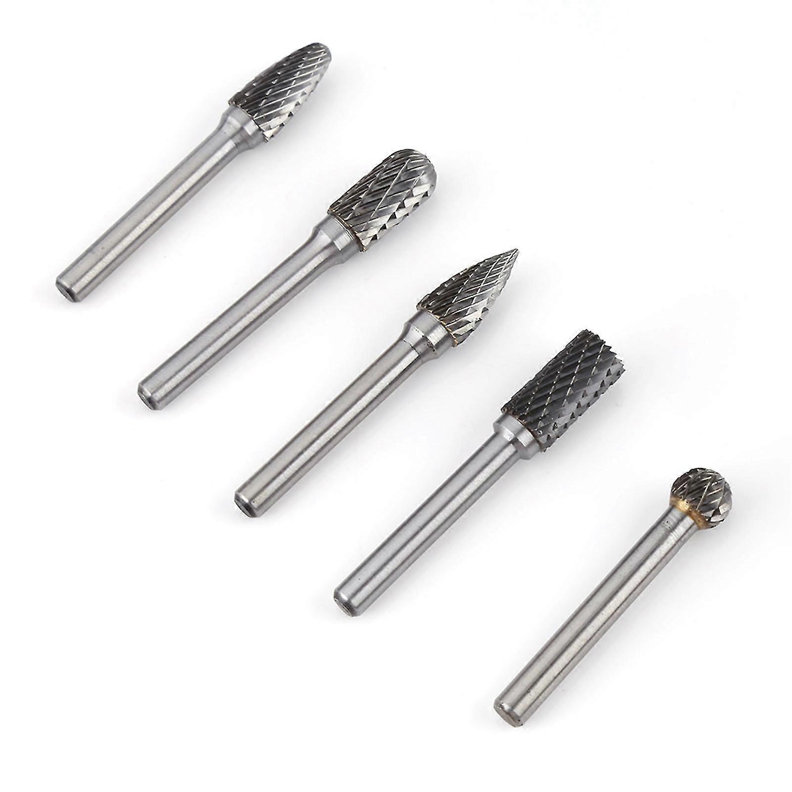 Satz Mit 5 Rotationsfräsern Aus Wolframstahl, 6 Mm Schaft Und 10 Mm Kopf