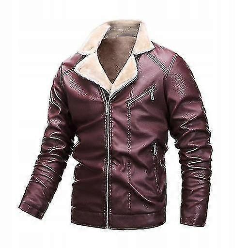 Leder-motorradjacke Für Herren, Fleecefutter Für Herbst Und Winter, Kompatibel Mit Dicken Lederjacken