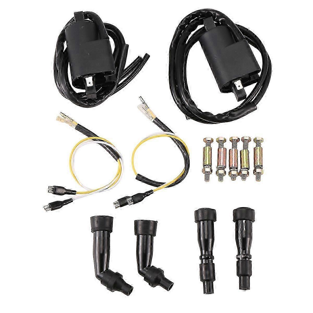 Satz Mit 2 Zündspulen Und Zündkerzen, Kompatibel Mit Suzuki Gs550, Gs650, Gs750, 850, 1000, 1100 Und Kawasaki Kz400, 650, 750, 900