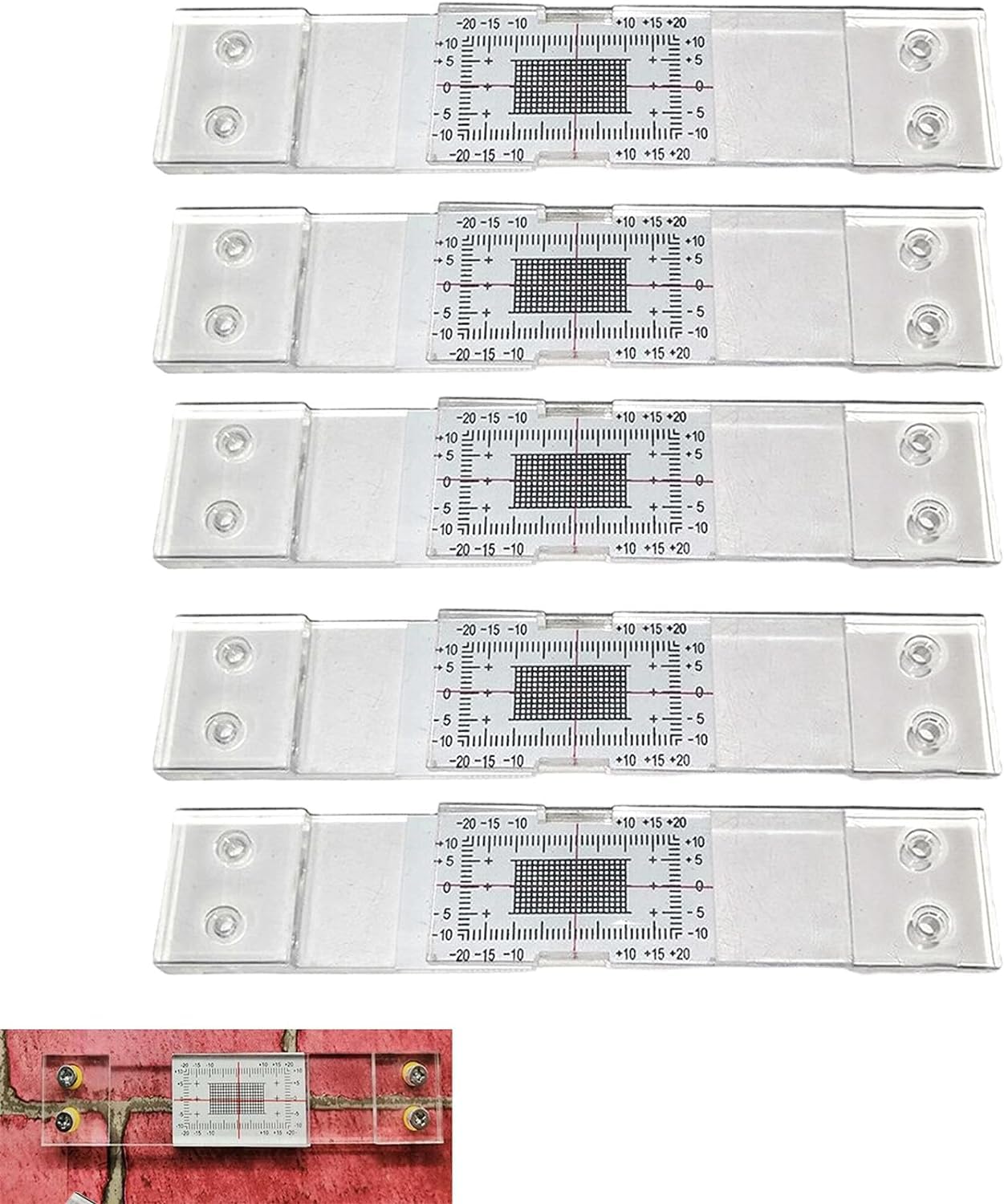 Set Mit 5 Risslehren, Geeignet Für Ebene Oberflächen. Zubehör Zum Erkennen Und Dokumentieren Von Rissen.