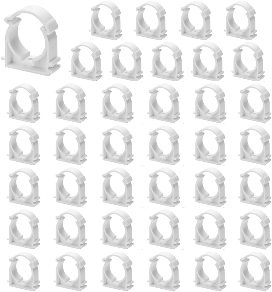 Packung Mit 40 Weißen Ppr-schlauchschellen (16 Mm), Befestigungsschellen Kompatibel Mit Wasserrohren, U-förmige Halterungen Kompatibel Mit Wasserrohren, Geeignet Für Küchen, Badezimmer, Schwimmbäder U