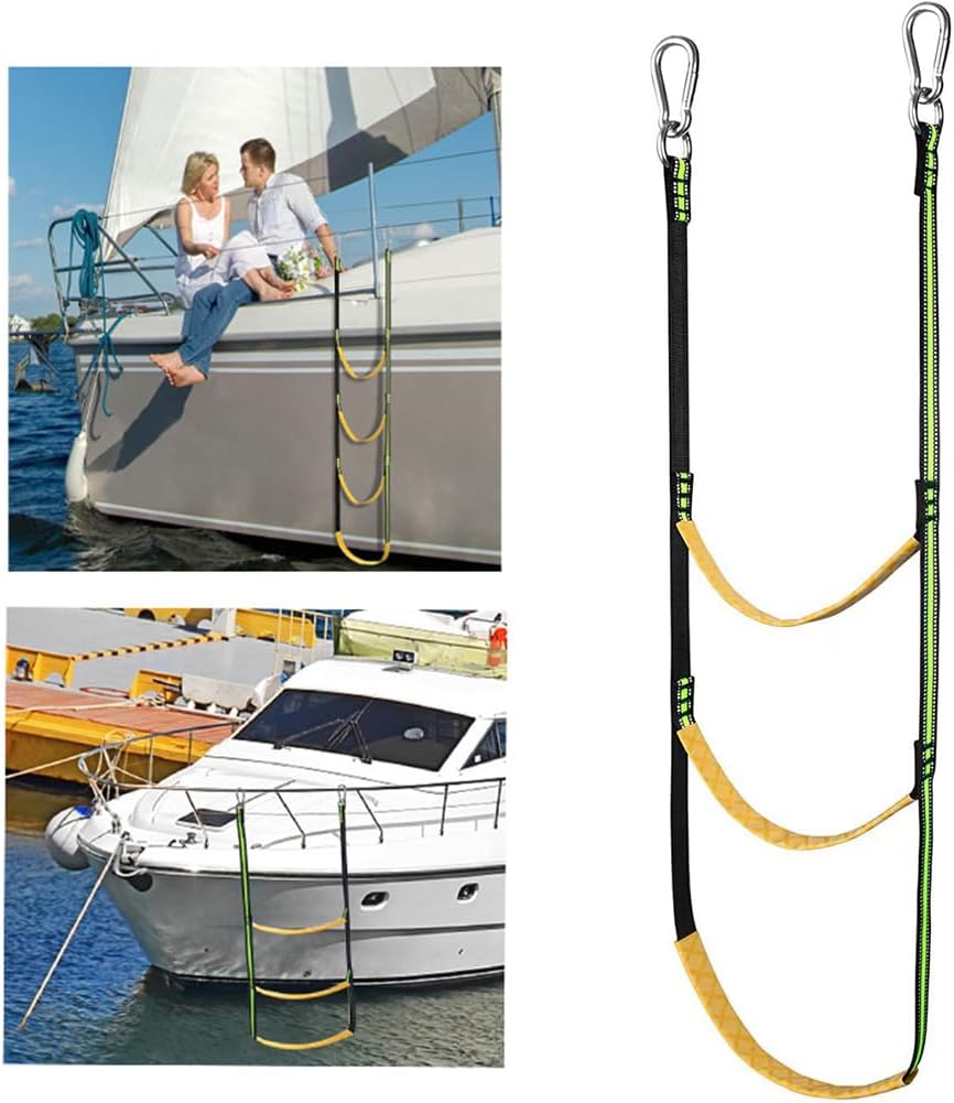 Tragbare, Faltbare 3-stufige Strickleiter, Geeignet Für Motorboote, Kanus, Segelboote Und Klettern Im Freien