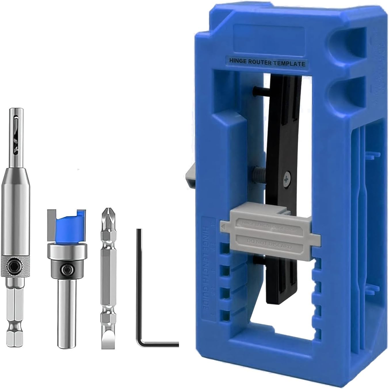 Türscharnier-schablone – Verstellbares Frässchablonen-set Für Türen – Kompatibel Mit Scharnieren Von 7,5 Bis 12,5 Cm (rechtwinklig, 6 Mm Oder 13,5 Mm Abgerundete Ecken) – Blau