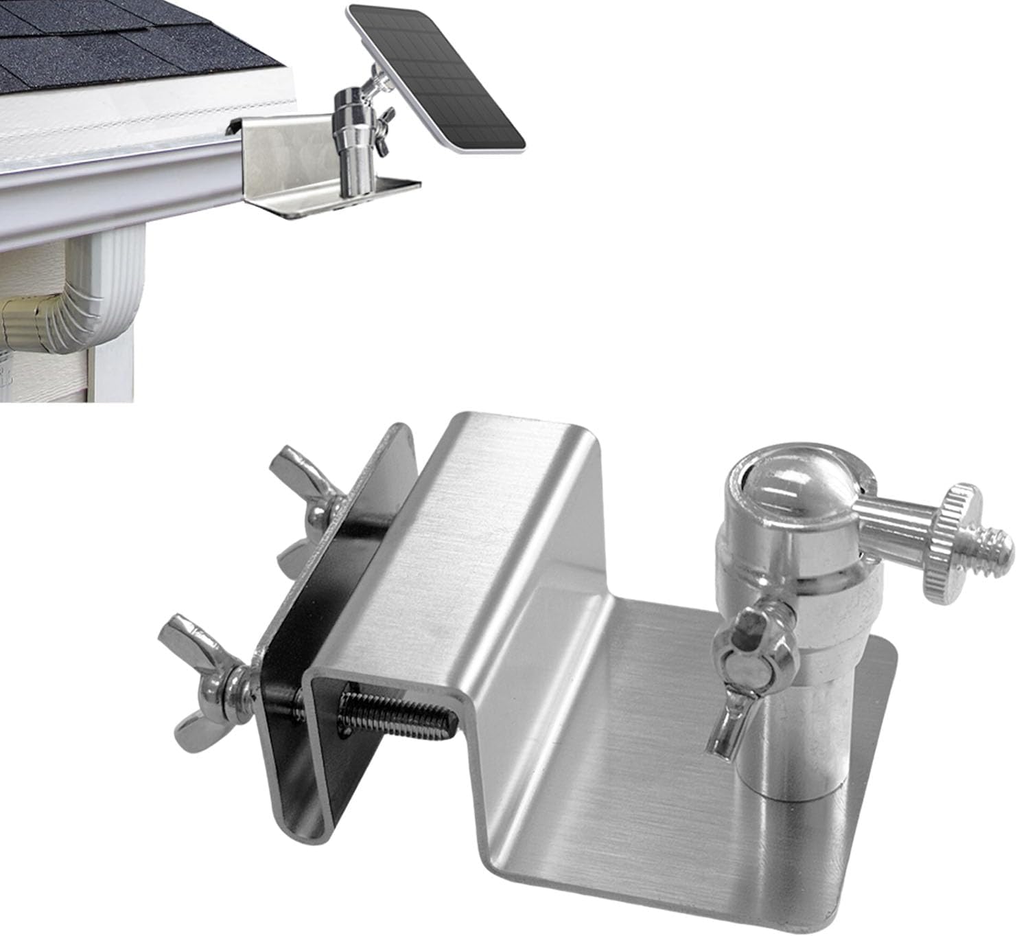 Edelstahlhalterung, Kompatibel Mit Eufy- Und Arlo-solarpanels, Verstellbare Montagehalterung, Geeignet Für Sonneneinstrahlung, Bohrfreie Montage, Kompatibel Mit Kameras Mit 1/4"-schraubgewinde, Silber