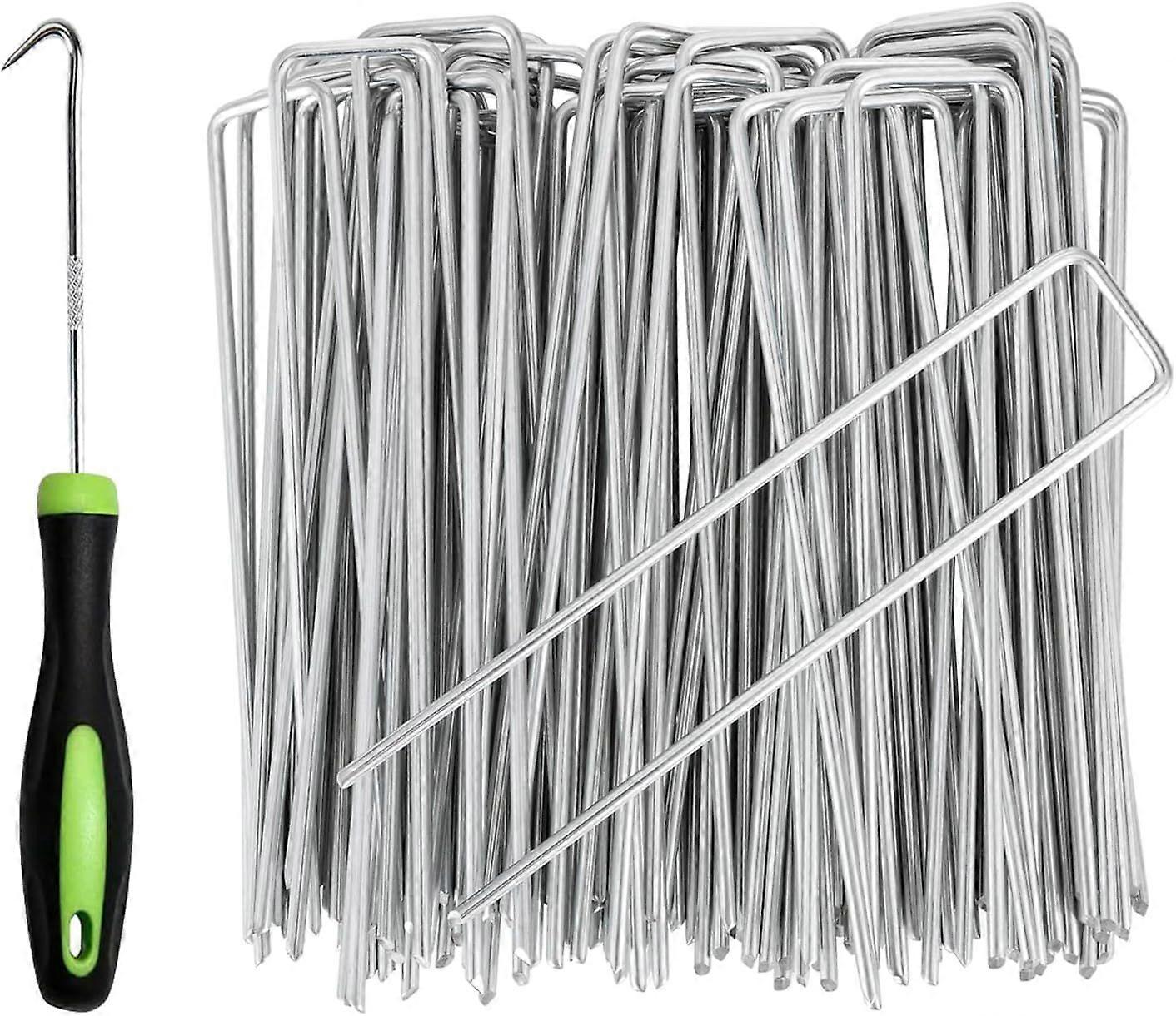 Verzinkte Gartenpfähle, 50er-packung, 15 Cm (6 Zoll), U-förmige Stahlpfähle, Kompatibel Mit Gartenplanen (mit Haken).