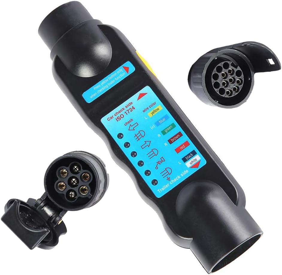 7-poliger Anhängerbeleuchtungsstecker Und Steckdosentester, 12v-verkabelungsschaltung Mit 13-poligem Wohnwagen-konverteradapter.