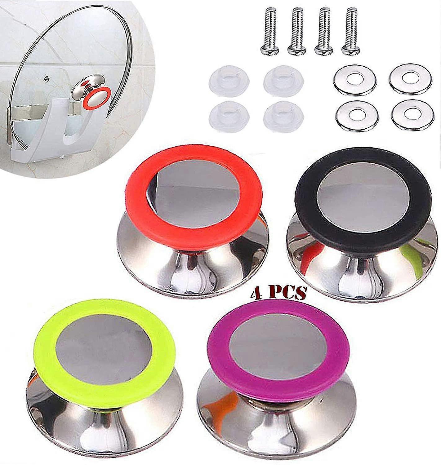 Topfdeckelknopf, Stielkasserollendeckelknopf, 4 Universal-deckelknöpfe, Runde Deckelknöpfe, Ersatzgriff, Deckel, Küchenutensil, Farbiger Griff
