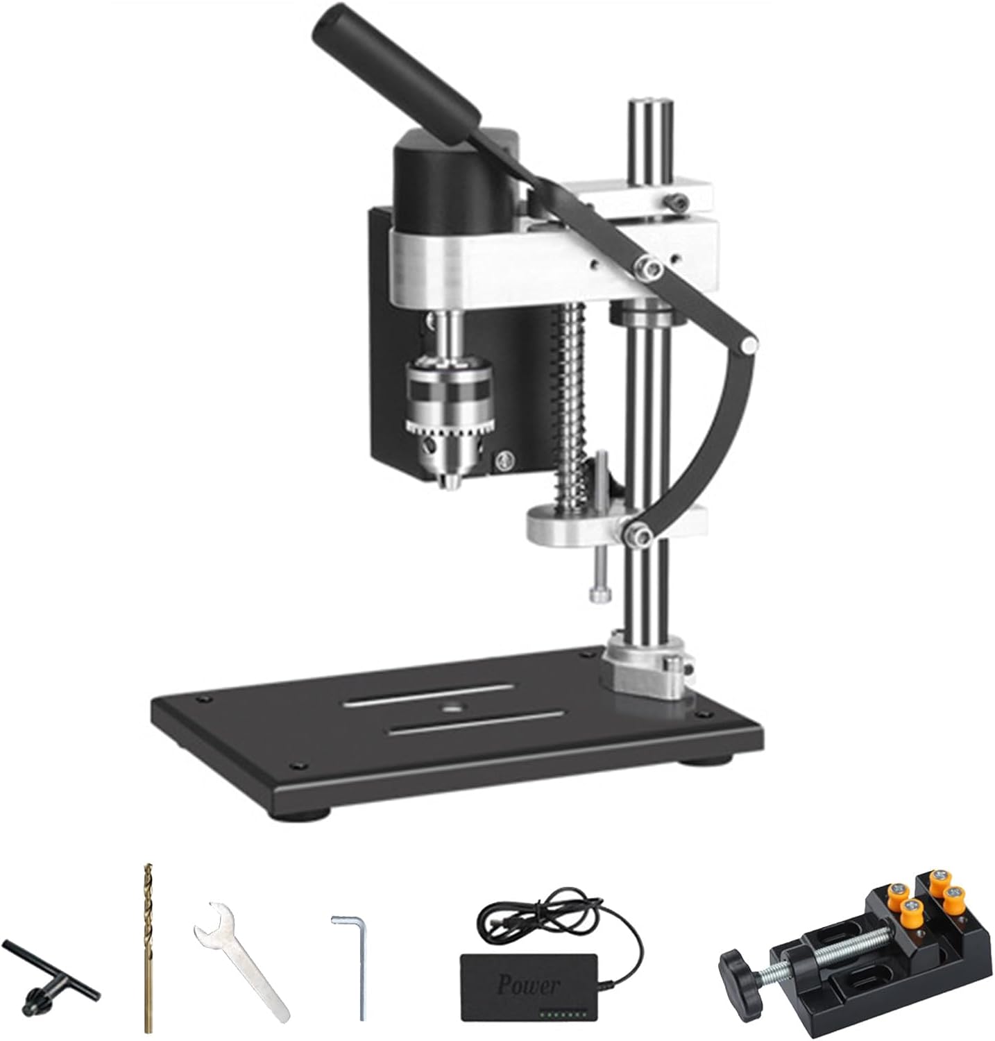 Mini-säulenbohrmaschine Mit 7 Geschwindigkeiten, 300 W, Verstellbarem Ständer, 50 Mm Bohrhub Und 0,6 Bis 6 Mm Bohrfutter. Geeignet Für Holz, Metall Und Modellbau.