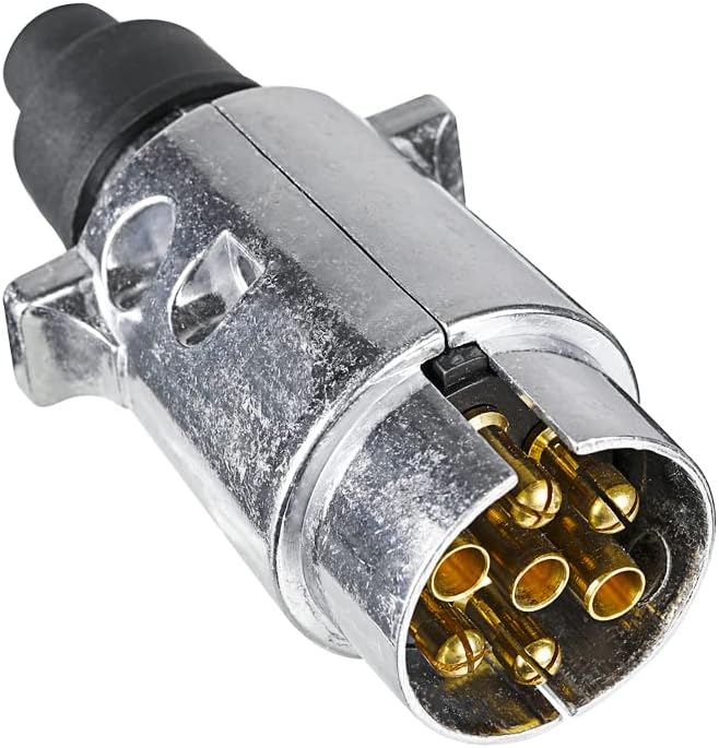 7-poliger Metall-anhängerstecker, 12v 7-poliger Wasserdichter Stecker, Kompatibel Mit Wohnwagen, Wohnmobilen, Autos Und Booten (aluminiumlegierung)