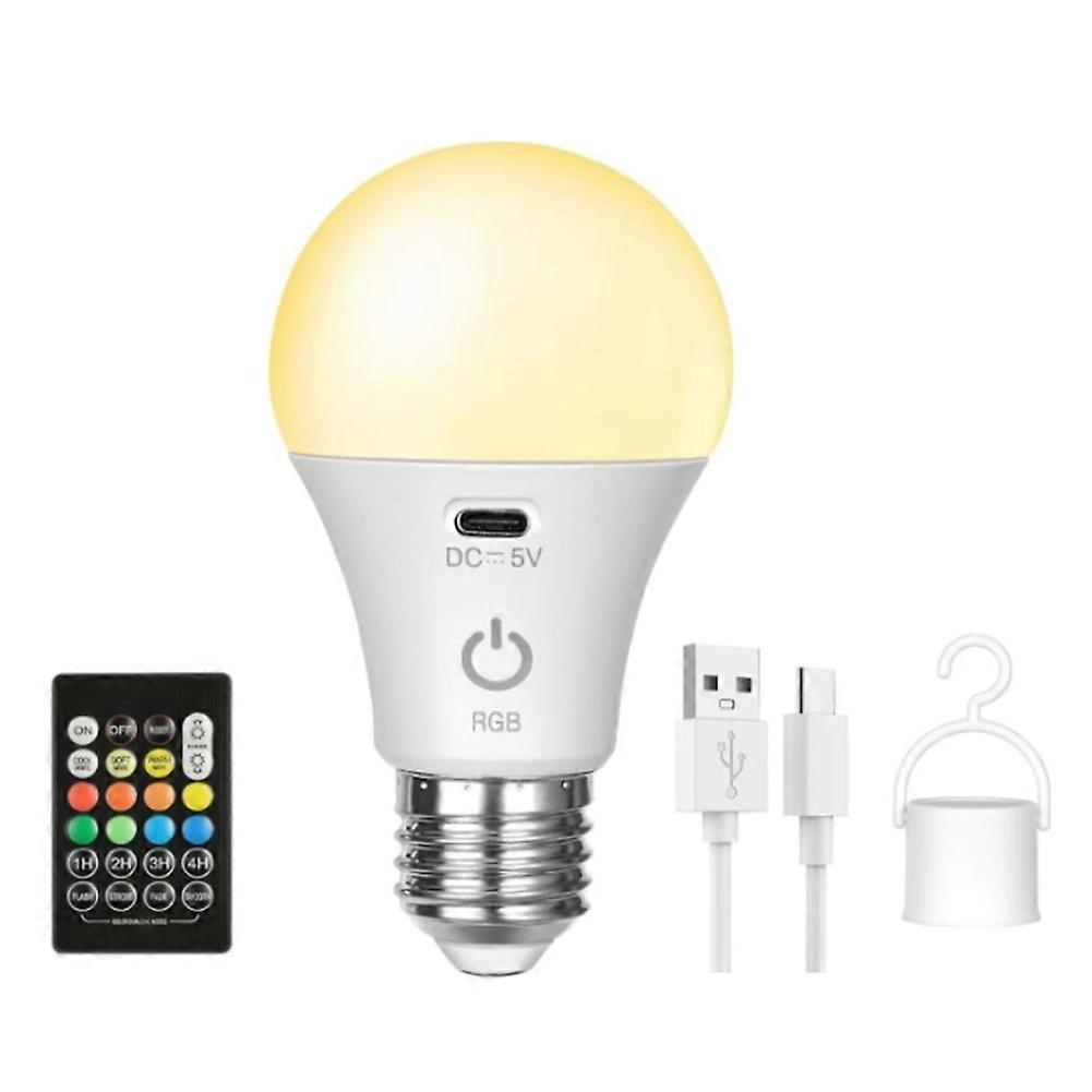 Wiederaufladbare Led-lampen Mit Fernbedienung E26, Batteriebetriebene Glühbirne, Smarte Rgb-glühbirne Mit Farbwechsel Und Haken [nx]