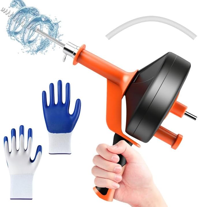 Abflussreinigungsspirale [10 M] Mit Bohrmaschine, Handschuhen Und Reinigungsbürste. Geeignet Für Die Abflussreinigung In Küche, Spüle, Dusche Usw.