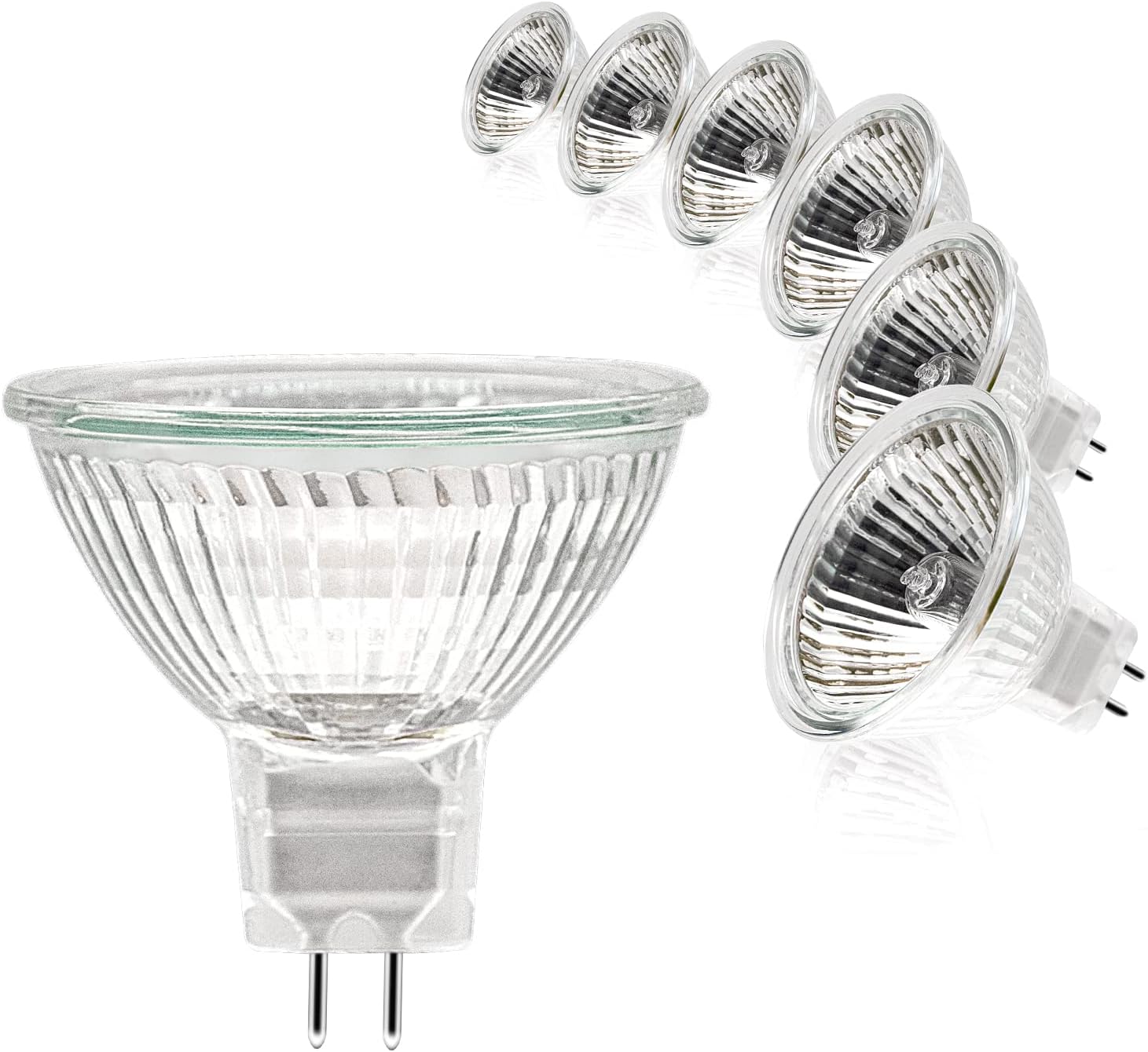 6er-pack Mr16-halogenlampen, Mr16-strahler, 12 V, 35 W, Gu5.3, Dimmbar, 2-polig, Warmweiß (2700 K), Glasdiffusor. Geeignet Für Deckenleuchten.