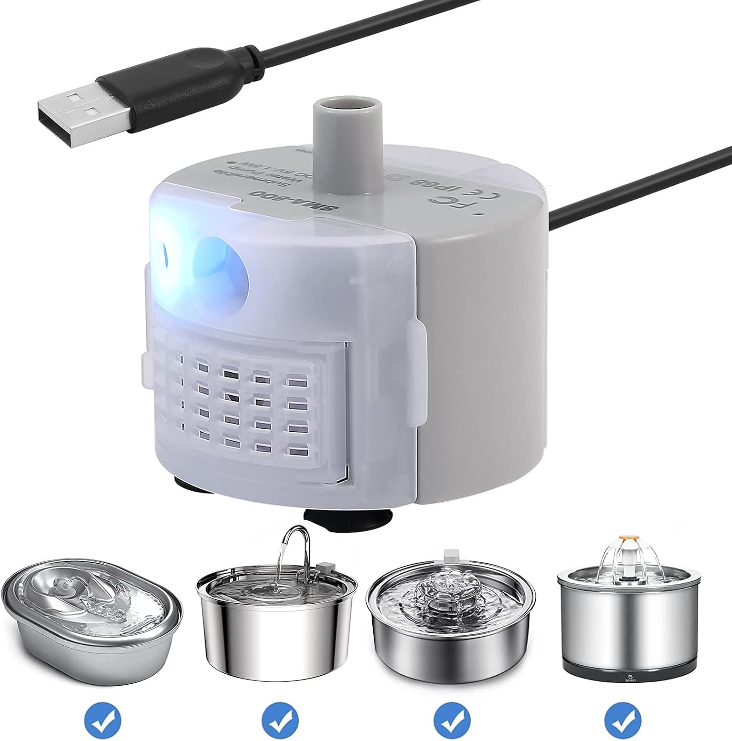 Led-wasserbrunnen, Usb-pumpe Kompatibel Mit Katzenbrunnen, Geräuschlose Ersatzpumpe Kompatibel Mit Brunnen