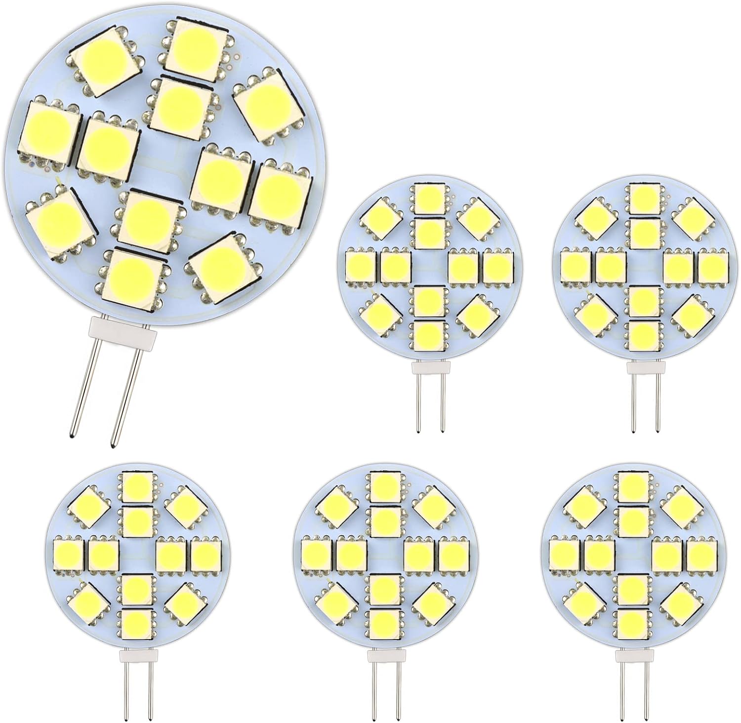 6er-pack G4-led-lampen, 2 W, Ac/dc 12–24 V, 200 Lm, Kaltweiß (6000 K), 12 Smd 5050 Leds, Entspricht Einer 20-w-halogenlampe, Nicht Dimmbar, Runde G4-led-lampe. Geeignet Für Möbelbeleuchtung Und Einbau