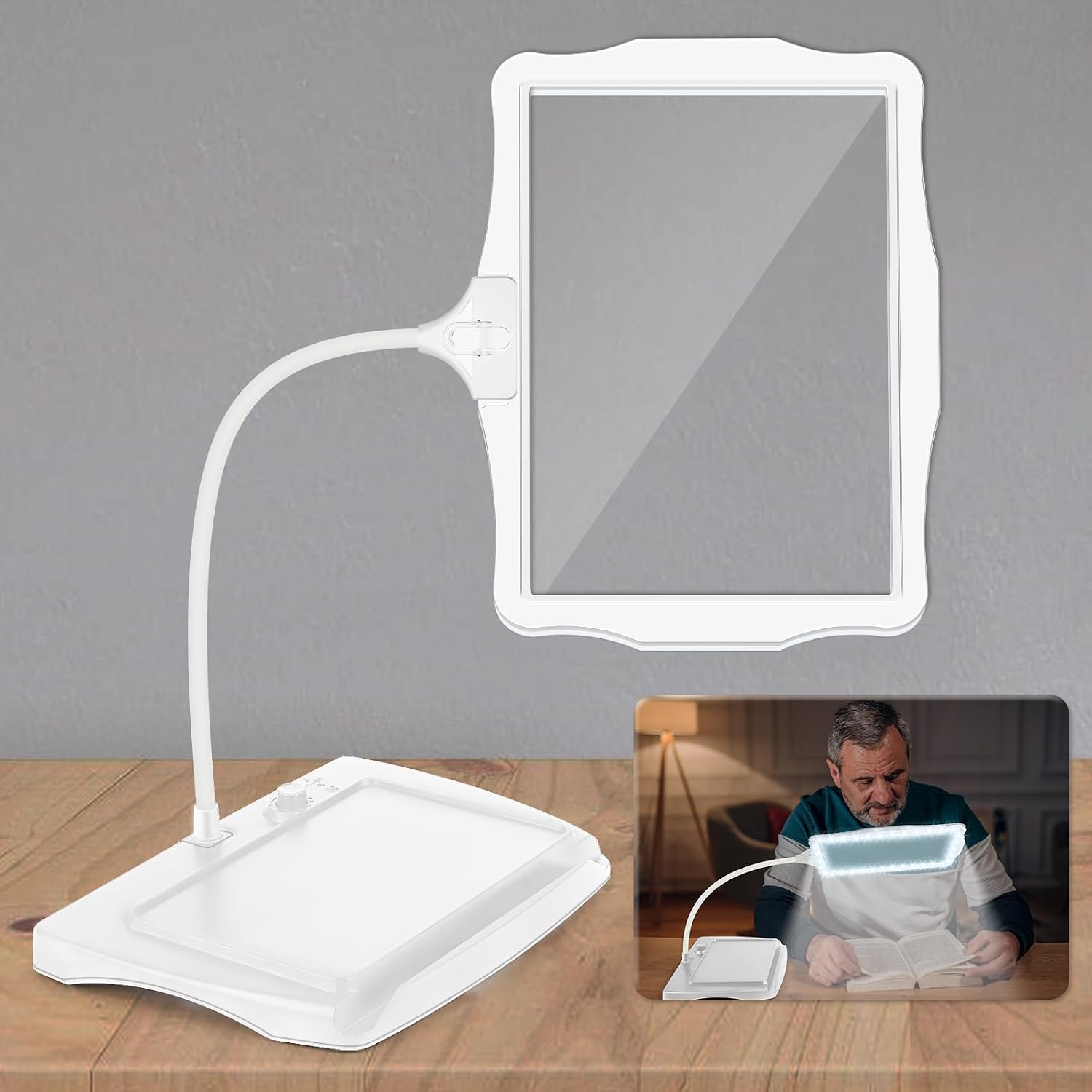 Wiederaufladbare Stehlampe Mit 10-facher Vergrößerung Und Passender Lupe, Flexible Schwanenhals-tischlampe Mit 48 Leds, Große Beleuchtete Lupe, Geeignet Zum Lesen, Nähen, Basteln, Malen Und Für Heimwe
